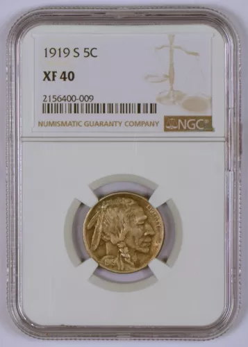1919-S Buffalo Nickel from the San Francisco Mint Graded XF40 by NGC