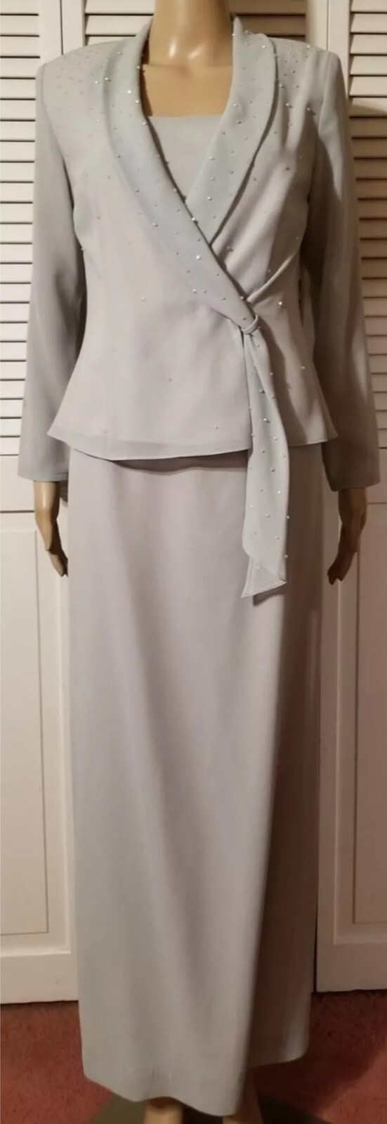 JR Nights by Caliendo Size 6 Formal Dress Jacket Set Beaded Pale Mint