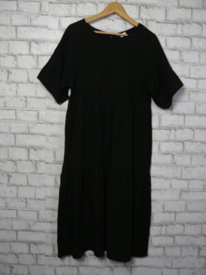 $148 Calme by Johnny Was Black Tiered Raglan Dress w/Contrast Stitching M  J556 | eBay