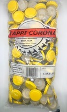 PZ.200 Tappo a corona giallo con bidule lunga 29 vino birra spumante frizzante
