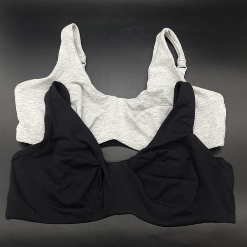 BUNDLE JOBLOT GREY BLACK COTTON MARL UNDERWIRE UNPADDED FULL CUP x2