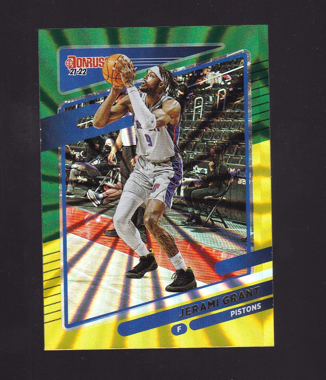 2021-22 Donruss Green Yellow Laser Jerami Grant #54 Detroit Pistons