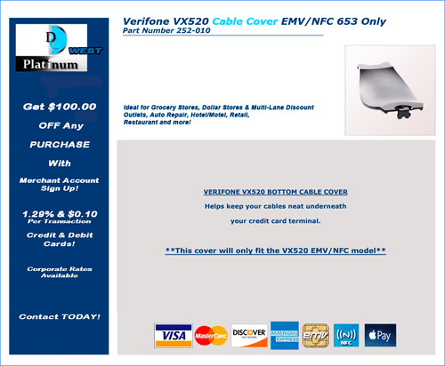 VERIFONE VX520 Cable COVER for EMV/NFC Model only (653) Part Number 252-010 - Picture 3 of 3