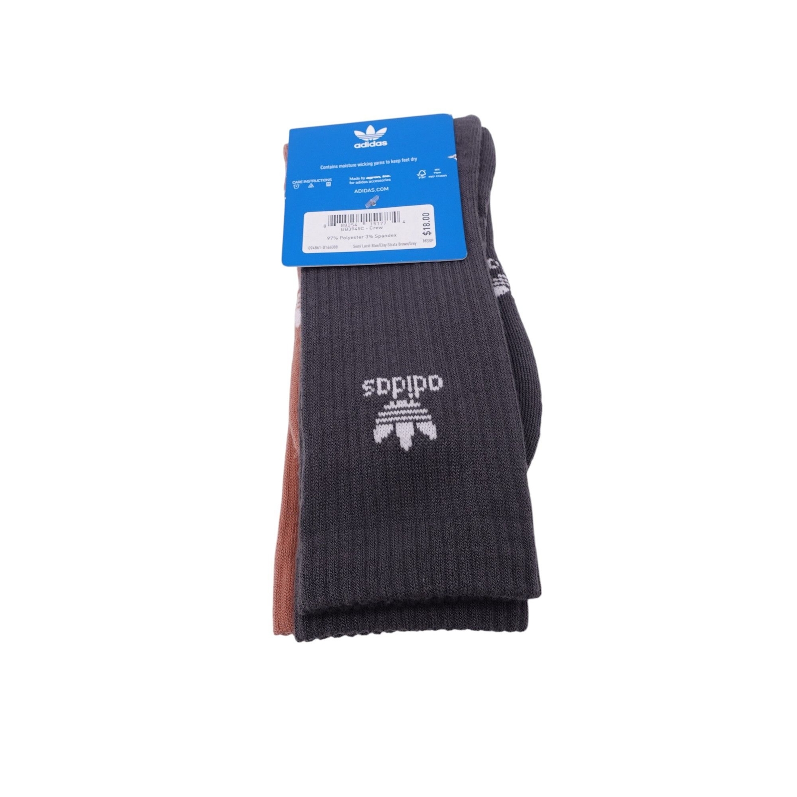 NWT Adidas Originals Color Wash Crew Socks Sz L Blue/Black/Brown 3-Pack Outdoor thumbnail 5