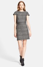 New Tory Burch Size 2 Deandra Mock Two Piece Metallic Tweed Shift Dress $425