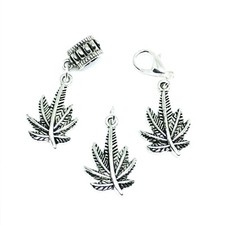 Marijuana Leaf Charms Pot Cannabis Weed Dangle Charm Pendant Bead Clip