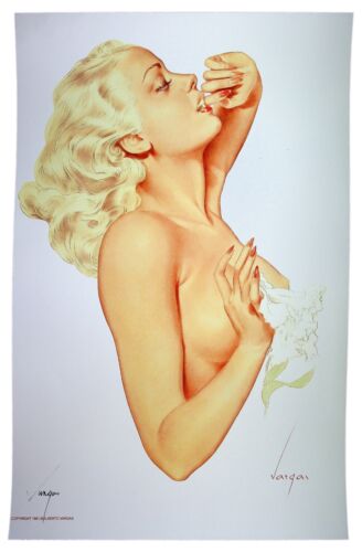 Hand Signed Alberto VARGAS 11" x 17" Print::NUDE WITH LILLY FLOWER - Picture 3 of 3