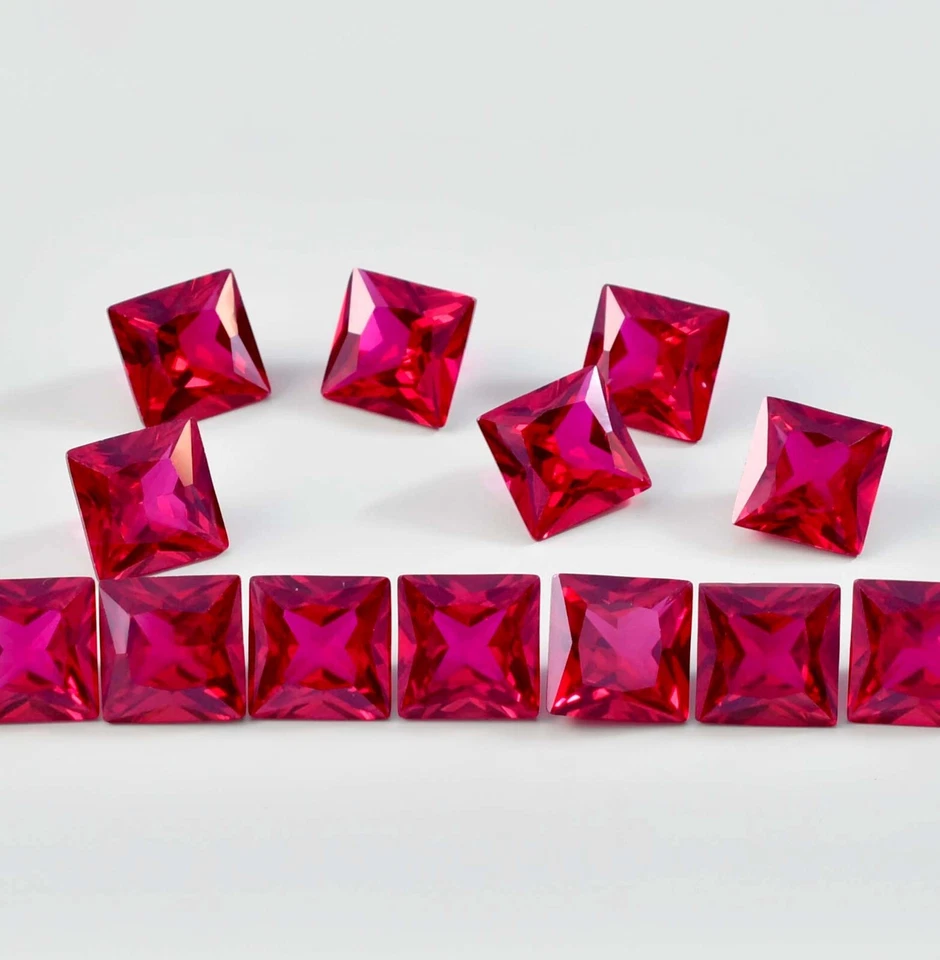 50 Pcs Natural Mozambique Blood Red Ruby Square Cut Loose Gemstone GIT Certified - Image 2 of 4