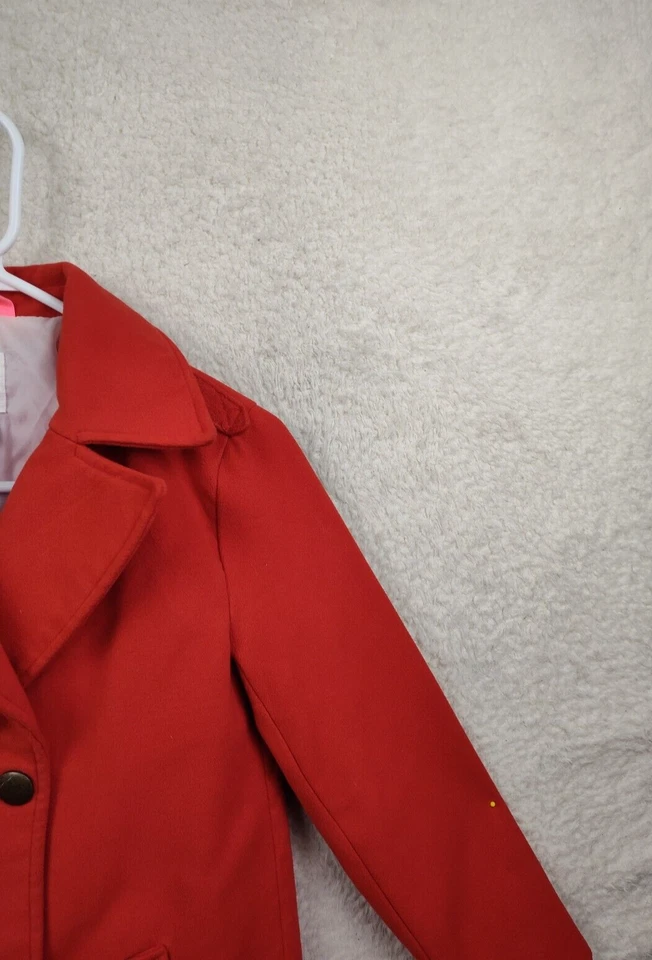 Old Navy Girl Jacket Large Red 100%Polyester Double Breasted Regular Fit Peacoat - Image 3 of 4