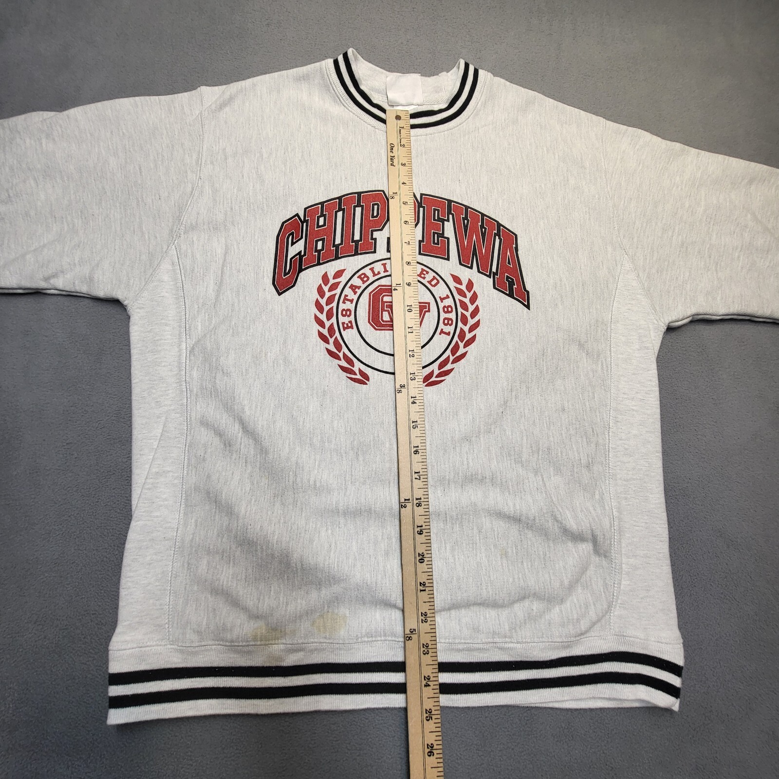 Chippewa CV Champion Reverse Weave Sweatshirt Mens M Gray Pullover Long Sleeve