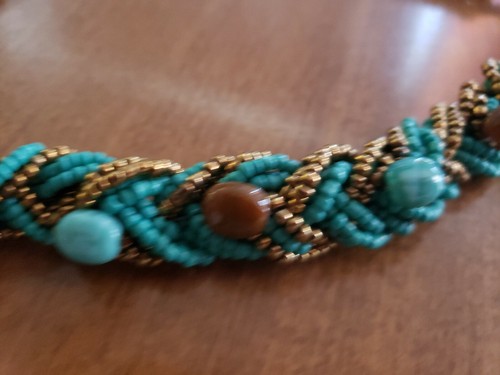 BRAIDED MULTI STRAND, TURQUOISE GLASS 