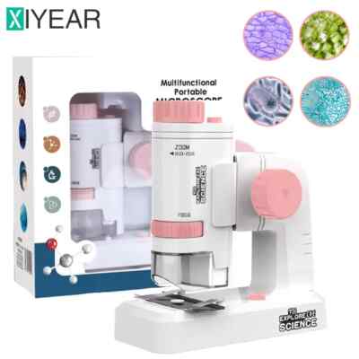 80-200X Handheld MINI Microscope with Base LED Biological Microscope Children