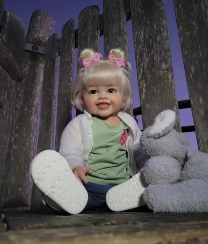 28in Finished Reborn Baby Doll Toddler Girl Hand-Rooted Hair with UP Torso Gifts - Picture 4 of 7