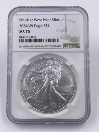 2024(W) $1 American Silver Eagle NGC MS 70 Struck At West Point Mint