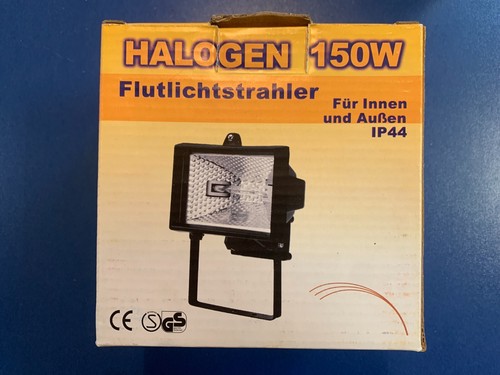 HALOGEN FLUTLICHTSTRAHLER 150W für Innen und Außen IP44 CE 230V STRAHLER Schwarz - Bild 7 von 9