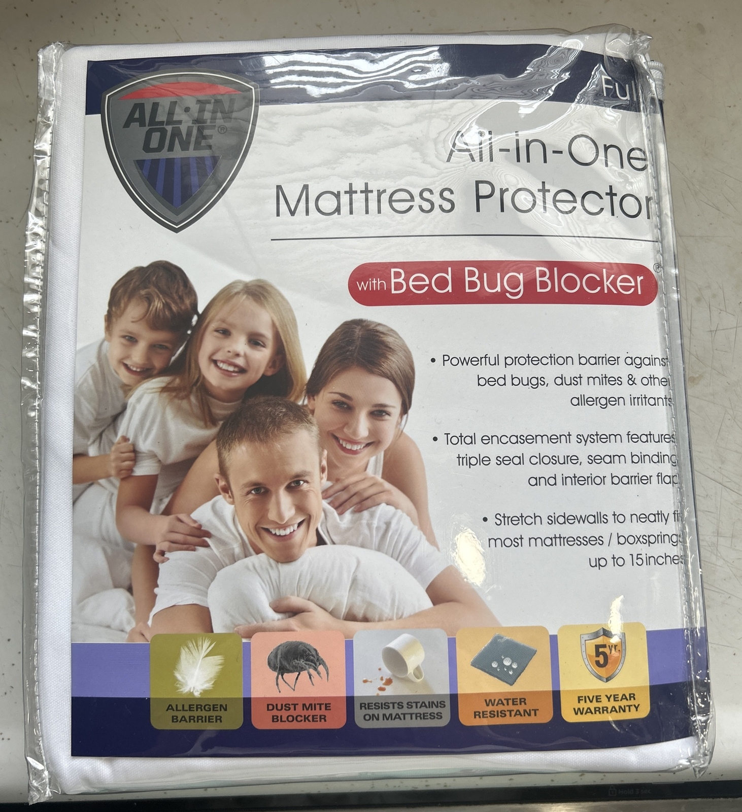 All-In-One Mattress Protector With Bed Bug Blocker Full NEW