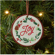 Wood Disc 'Joy' Christmas Tree Ornament Brown - Wondershop