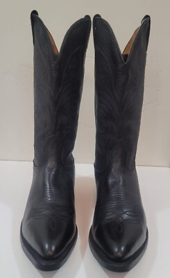 Boulet Mens 9 D Black Cow hide Leather Cowboy Boots cowboy-boots-cowhide-black-  main image 4