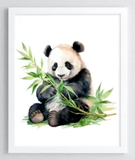 Nursery Wall Art Print, Cute Panda Bear Kids Room Print, Baby Wall Decor Art #77