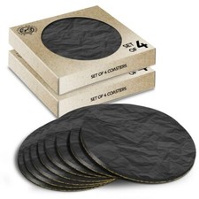 8 x Boxed Round Coasters - BW - Crumpled Paper Effect #42082
