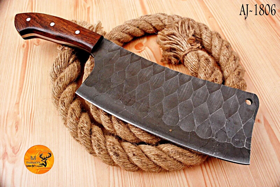 CUCHILLO DE CARNICERO PICADORA DE CARNE DE ACERO AL CARBONO FORJADO A MANO PERSONALIZADO HECHO A MANO 1806 Foto 3 de 4