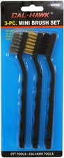 7in. Mini Wire Brush Set Steel Brass Nylon Cleaning Polishing Detail Brush 3-pc.