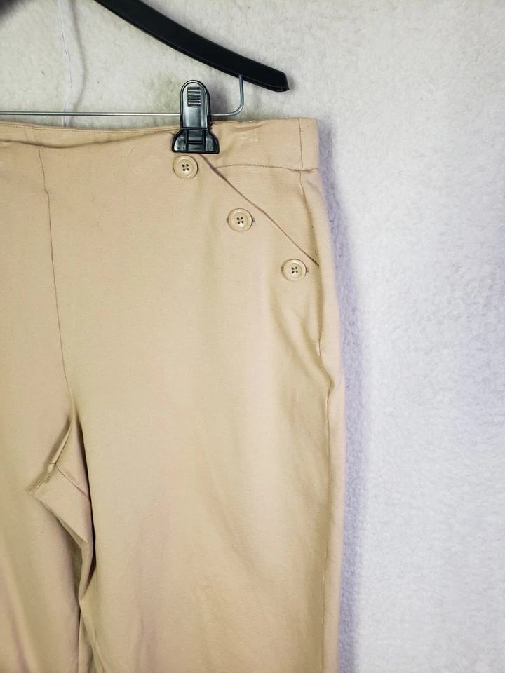 Cato Women Pants 18/20W Tan Rayon Blend Pull On Regular Fit Cropped Wide Leg - Image 3 of 4