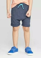 Cat Jack Boys Size 18M Pull-On Drawstring Knit Shorts Heather Navy Voyage
