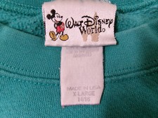 VTG 90s Y2K MICKEY MOUSE SWEAT T SHIRT YOUTH XL USA MADE DISNEY PARKS WORLD LAND