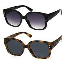 Womens Mod Vintage Designer Rectangular Plastic Sunglasses