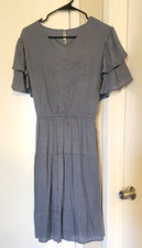 Womens Casual/Formal Tea Length Dress 2XL Denim Blue