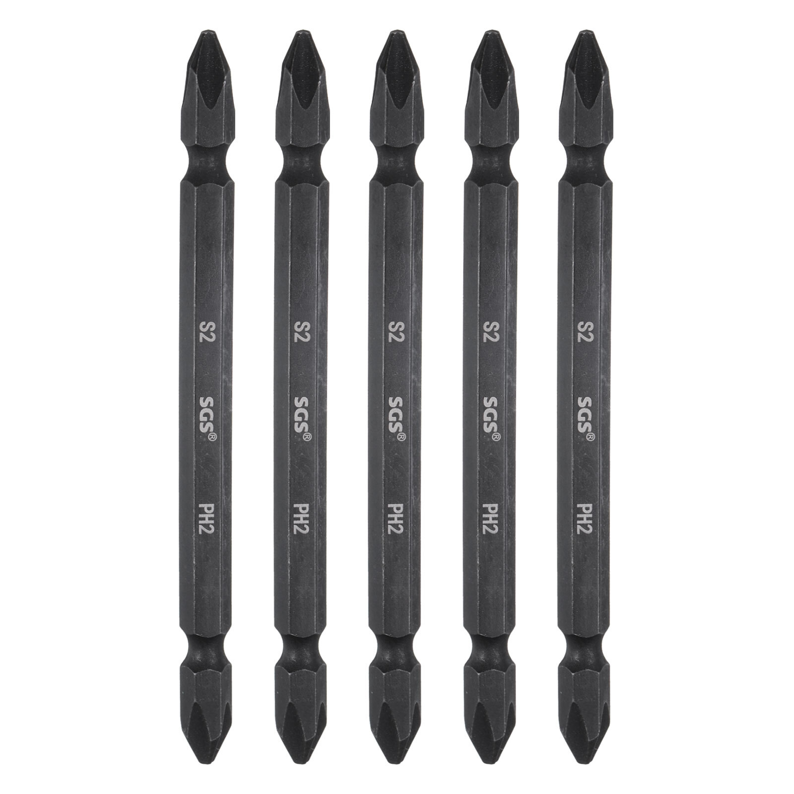 5pcs PH2 Magnetic Double Ended Phillips Screwdriver Bits 4 Inch Black