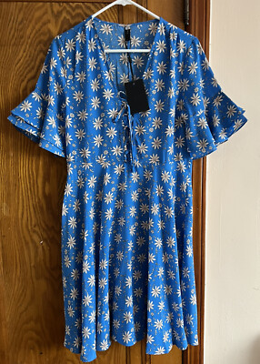 YAS FLORAL BEAUTIFUL MIDI DRESS  CLEMATIS BLUE/BLUE AOP SIZE M NWT