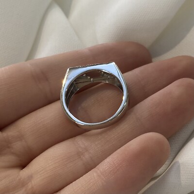 Sterling Silver 925 Men's Stone Set Cz Ring 4.50 Grams Gift