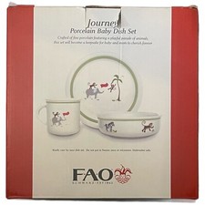 FAO Schwarz Toy Box Porcelain Baby Dish Set 3 Pieces Cup Bowl Plate New In Box
