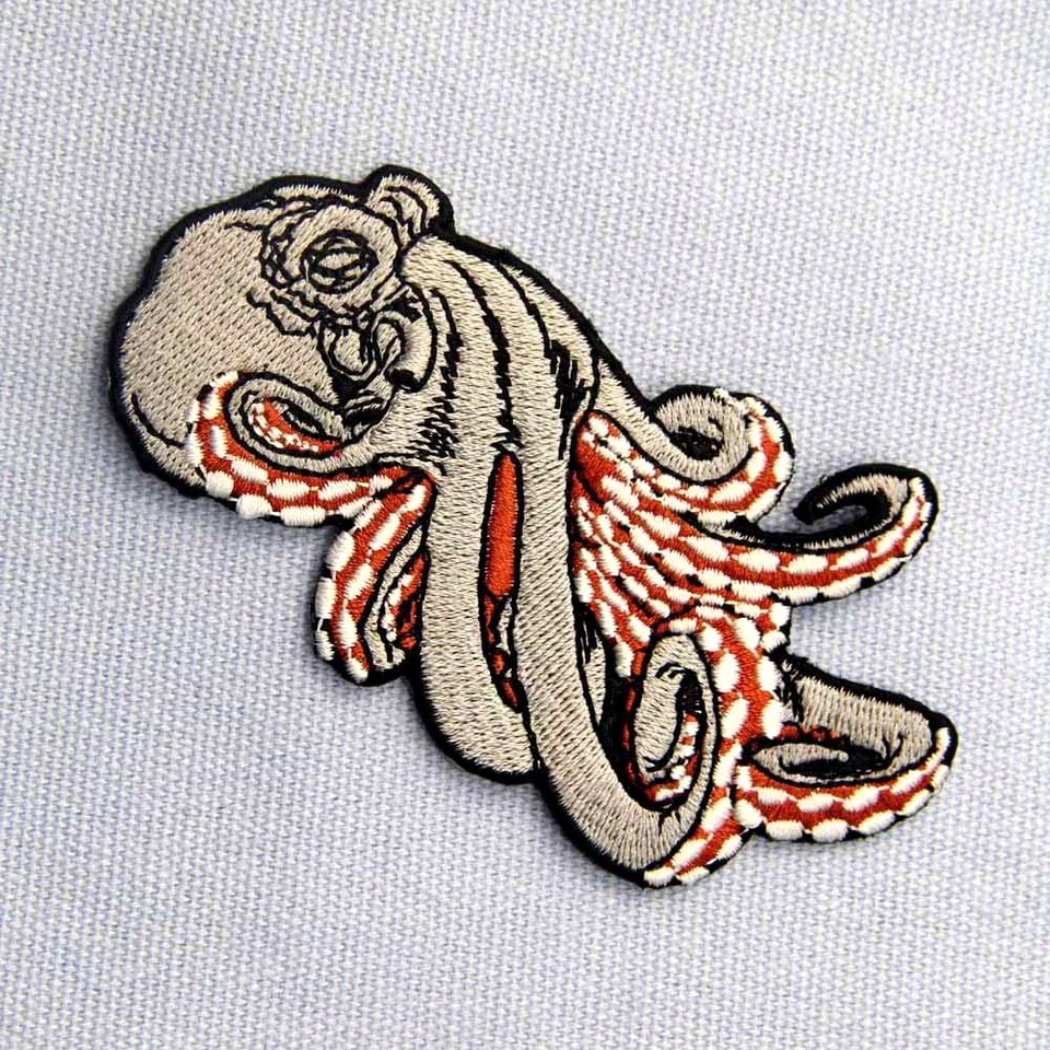 Embroidered Iron Sew On Patches transfers Badges appliques emblems Rock Octopus - Image 3 of 4
