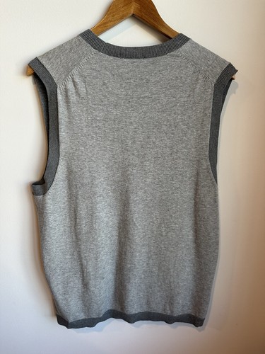 Brand New Express Gray 2 Tone Trim Cotton Size Large Vest Preppy Unisex - Picture 8 of 10