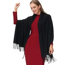 Womens Pashmina Shawl Wrap Soft Warm Scarf Solid Color Pashmina