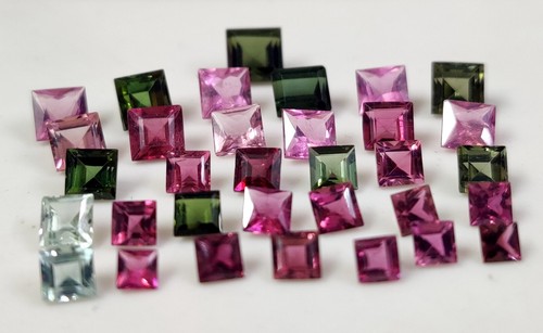 Multi Color Tourmaline 33 Pc Square Cut 3-6mm Lot for Jewelry Making 16.9 Ct. - Picture 10 of 10