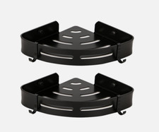 2tlg Duschregal Duschablage Ohne Bohren Badregal Duschkorb Eckregal BLACK DE