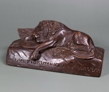 Antique 19th Century Carved Wood Lion Of Lucerne Ornament / Desk Piece.