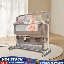 Adjustable Smart Baby Bassinet Height Bedside Music Cradle Baby Bed Crib 20kg US