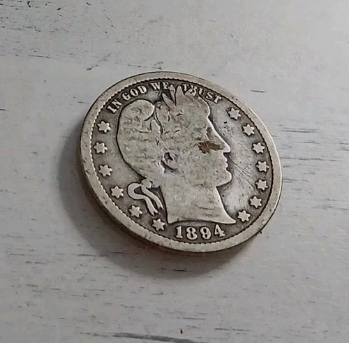 1894-S 90 % Silver Barber Quarter - Low Mintage of 2.6 Million