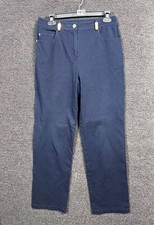 St. John Sport Straight Pants Women's Size 6 Navy Blue High Rise Stretch Pockets