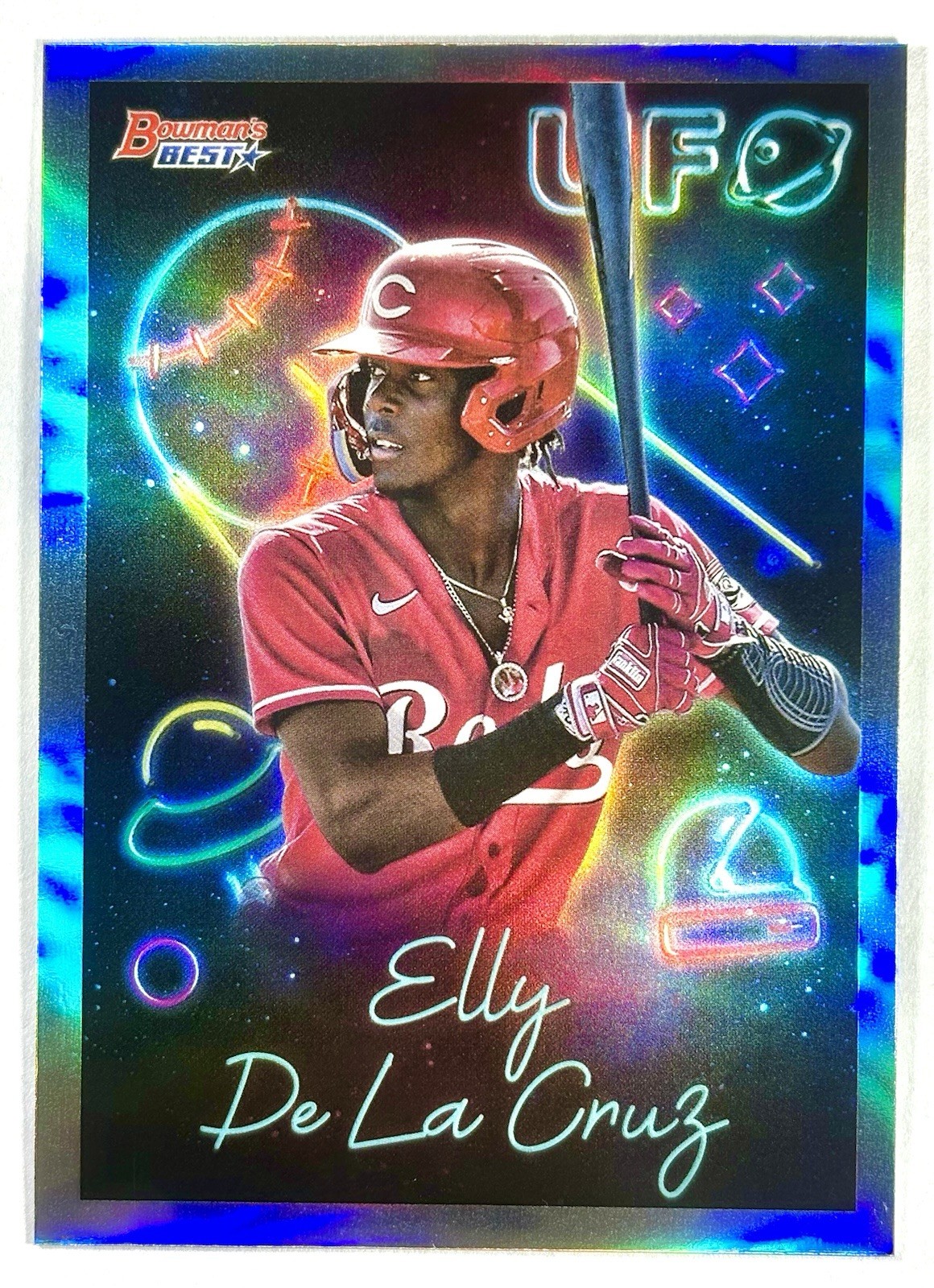 ELLY DE LA CRUZ 2022 BOWMAN'S BEST RC UFO ROOKIE CARD REDS FRESHLY PULLED