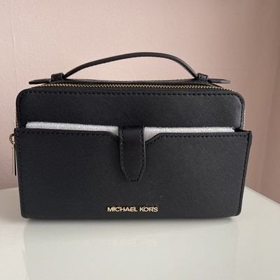 MICHAEL KORS Tasche Jet Set Umhänge Hand Schwarz Gold Leder Crossbody Saffiano