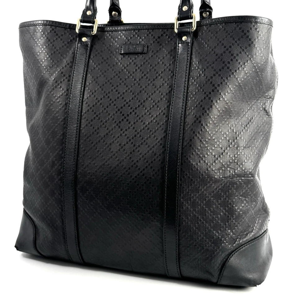 Gucci Tote Bag Business Bag Diamante Black Leather Large Authentic - Image 4 of 4