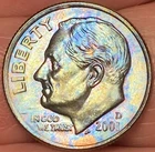 2001-D Roosevelt Dime Beautiful Brilliant Rainbow Toned Coin w/Error  #18