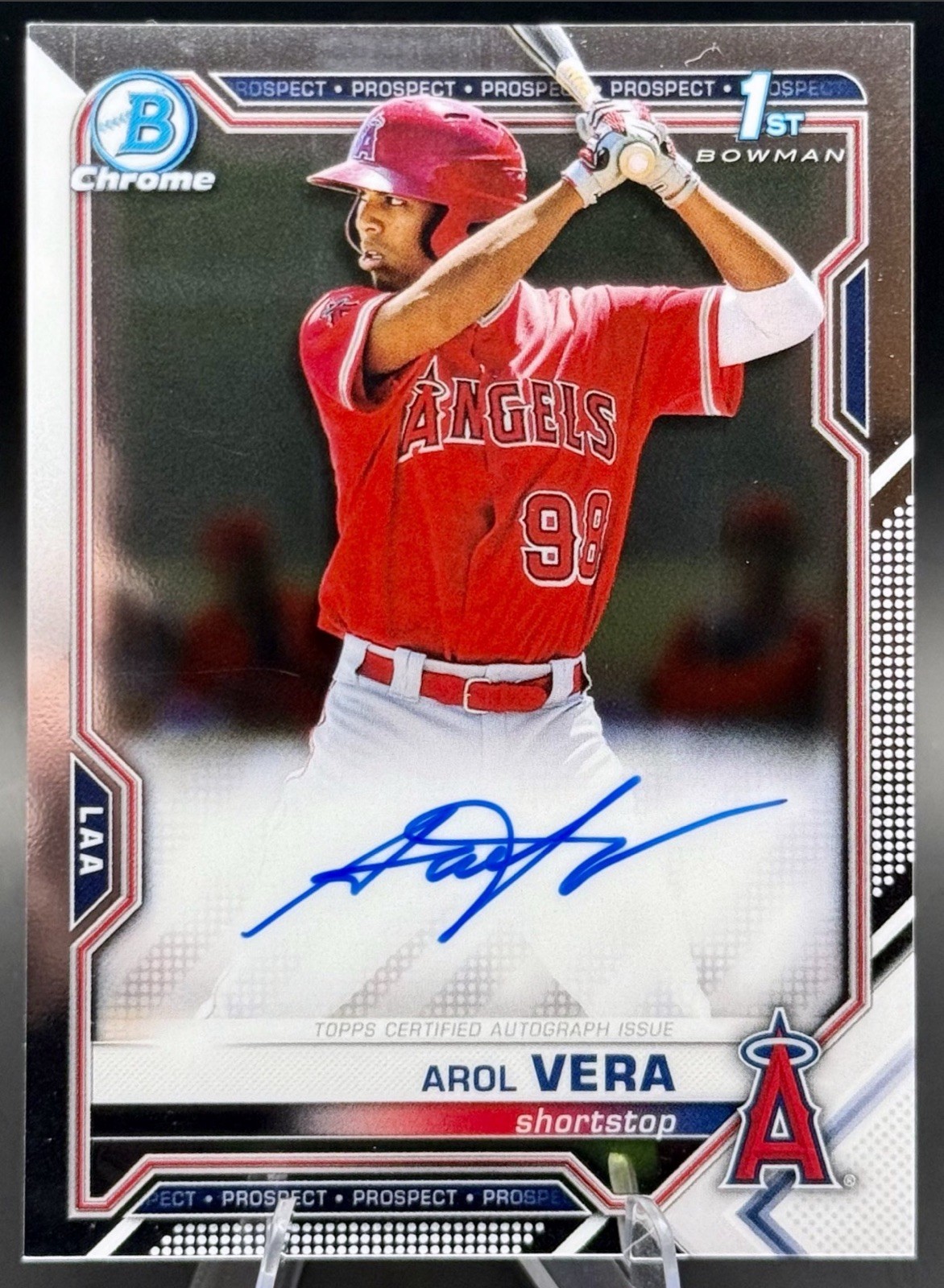 AROL VERA AUTO 1st 2021 Bowman Chrome Prospects Autograph Angels Rookie Card RC