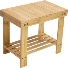 Bamboo Step Stool With Storage Shelf Bamboo Footrest Bench For Bathroom Living R